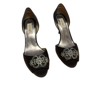 Badgley Mischka Black Heels with Silver Embellishments